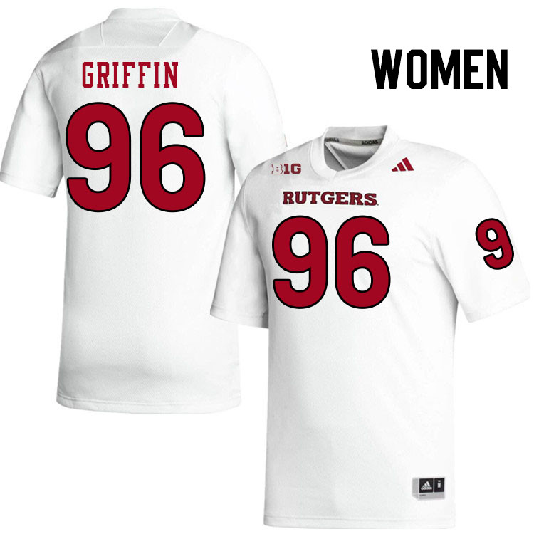 Women #96 Keshon Griffin Rutgers Scarlet Knights 2024 College Football Jerseys Stitched-White